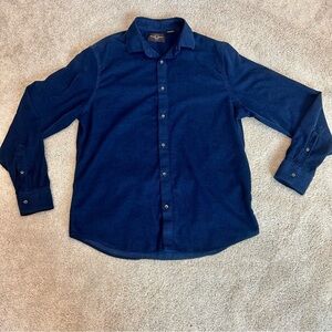 Black Brown 1826 Men's Navy blue corduroy long sleeve button front shirt M 🇨🇦